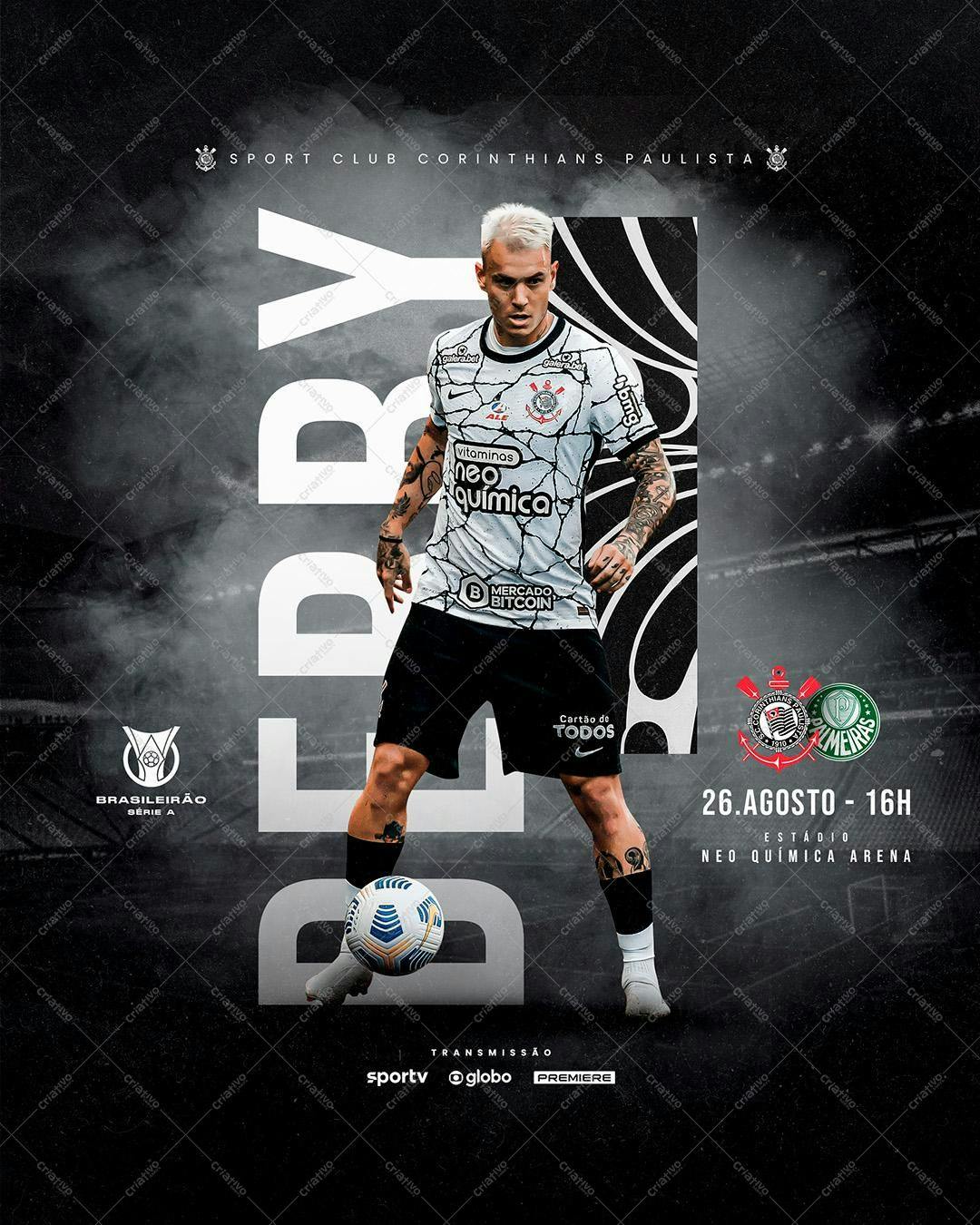Flyer para Jogo Corinthians x Palmeiras PSD Editável