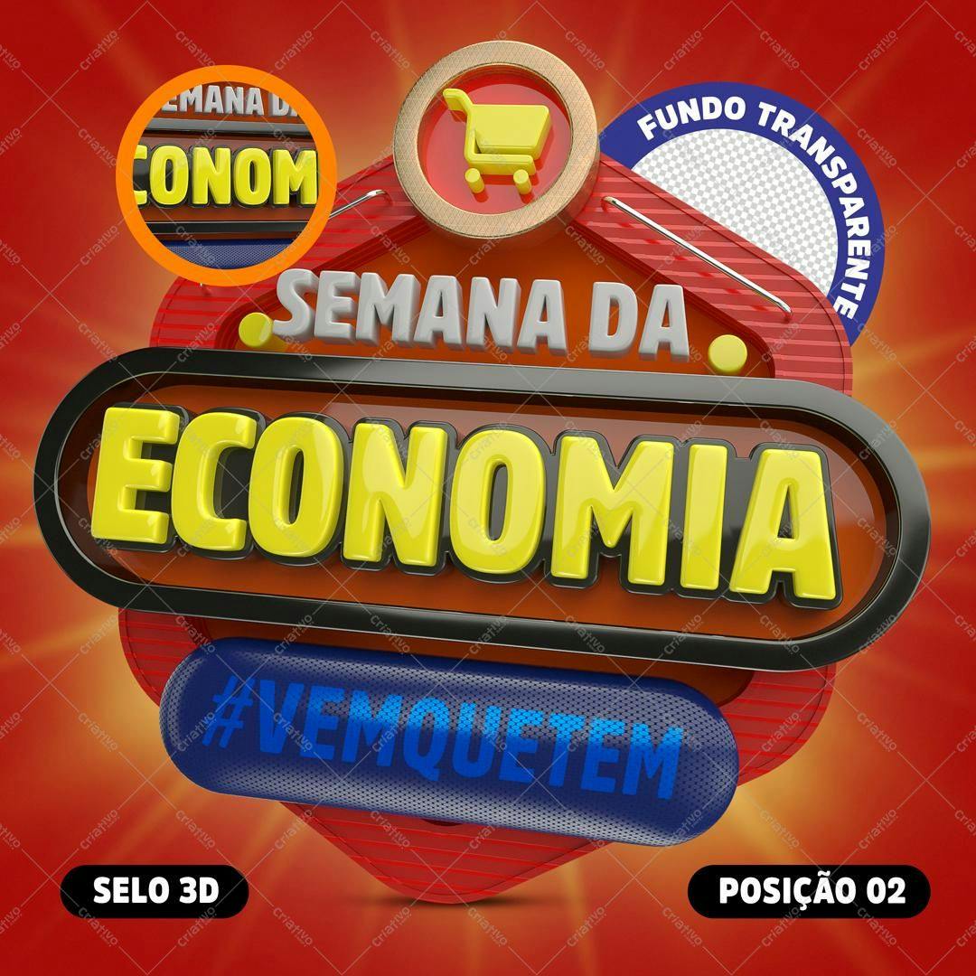 Selo 3D promocional vermelho e amarelo