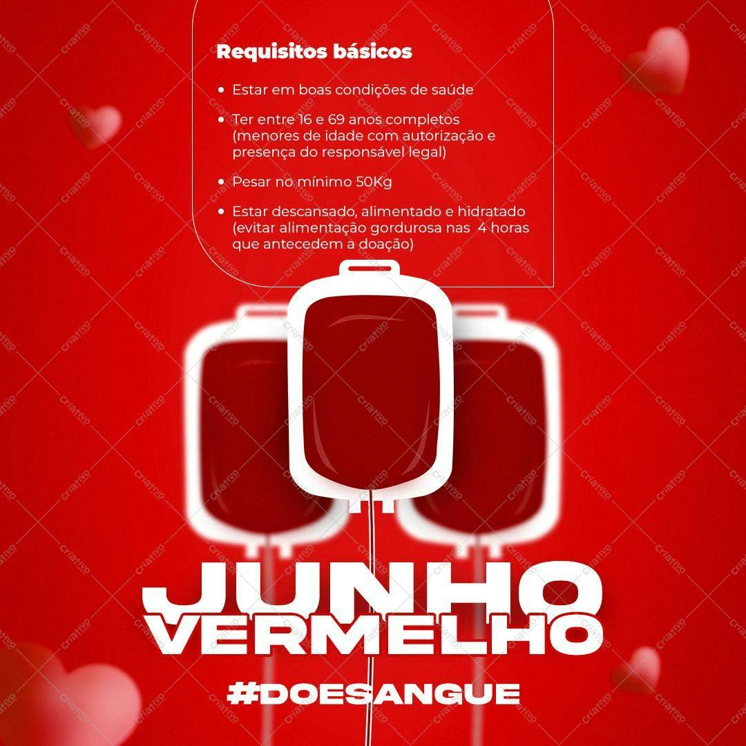 Post para Redes Sociais Junho Vermelho PSD Editável