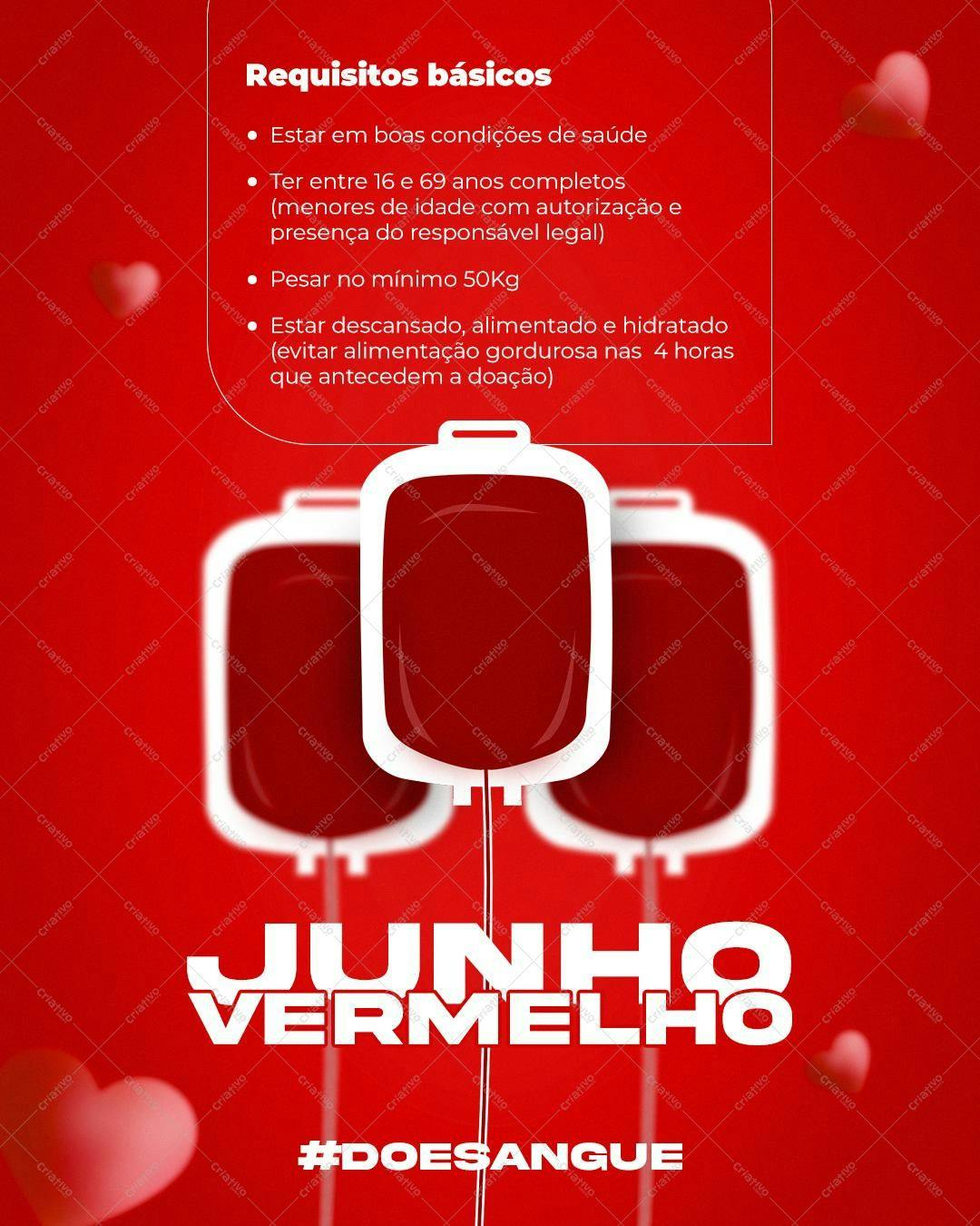 Poster Junho Vermelho Doe Sangue PSD Editável