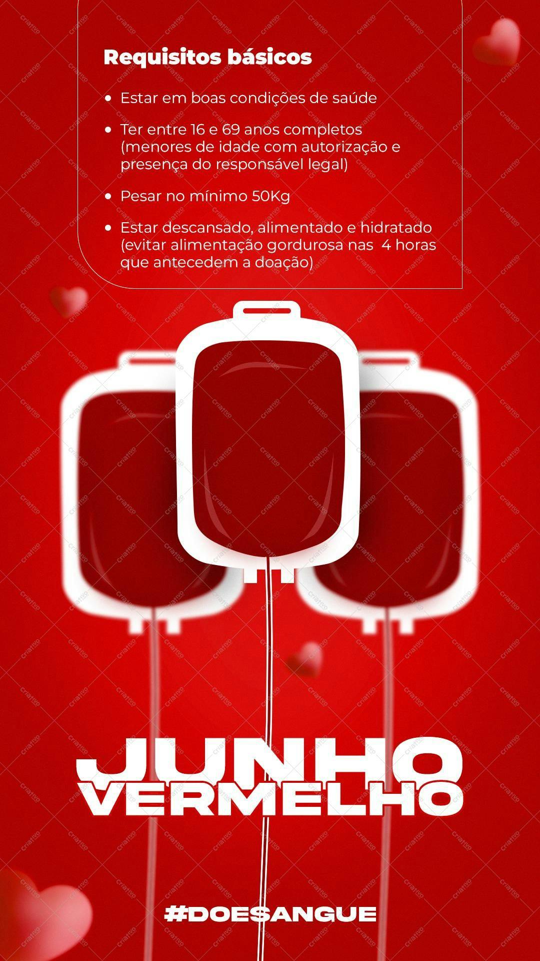 Banner Junho Vermelho para Doação de Sangue PSD Editável