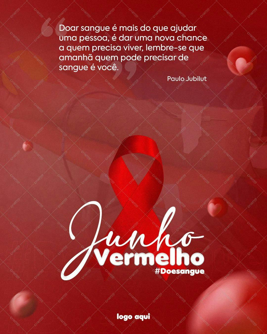 Post para Redes Sociais Junho Vermelho PSD Editável