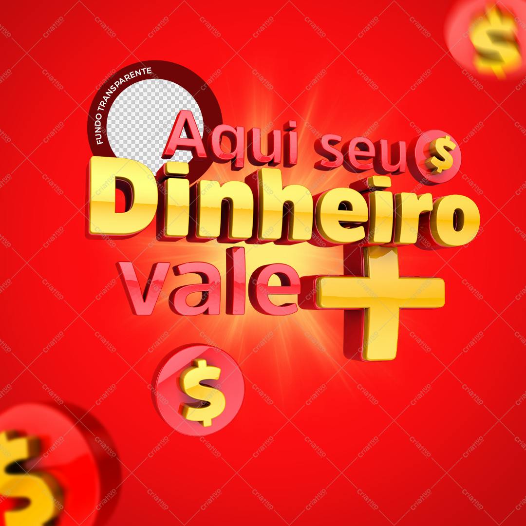 Selo 3D promocional dourado e vermelho
