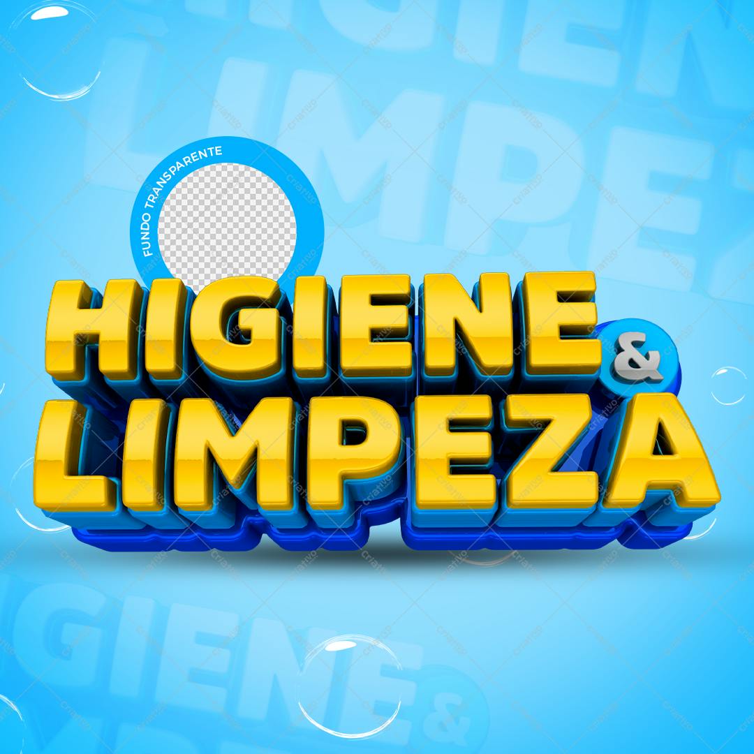 Selo 3D Higiene e Limpeza Amarelo e Azul