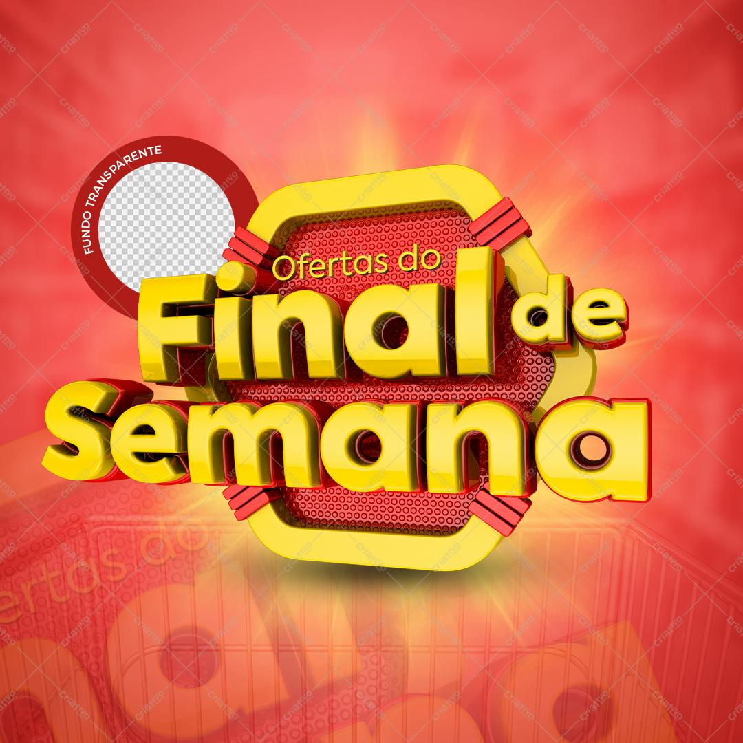 Selo 3D promocional amarelo e vermelho