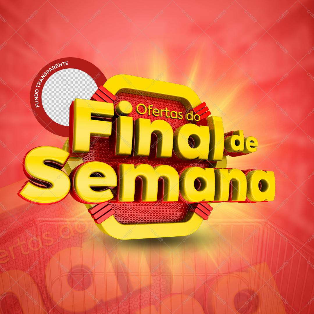 Selo 3D promocional amarelo e vermelho