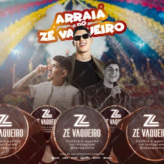 Arraiá do zé vaqueiro , arte editável, psd, agenda de show