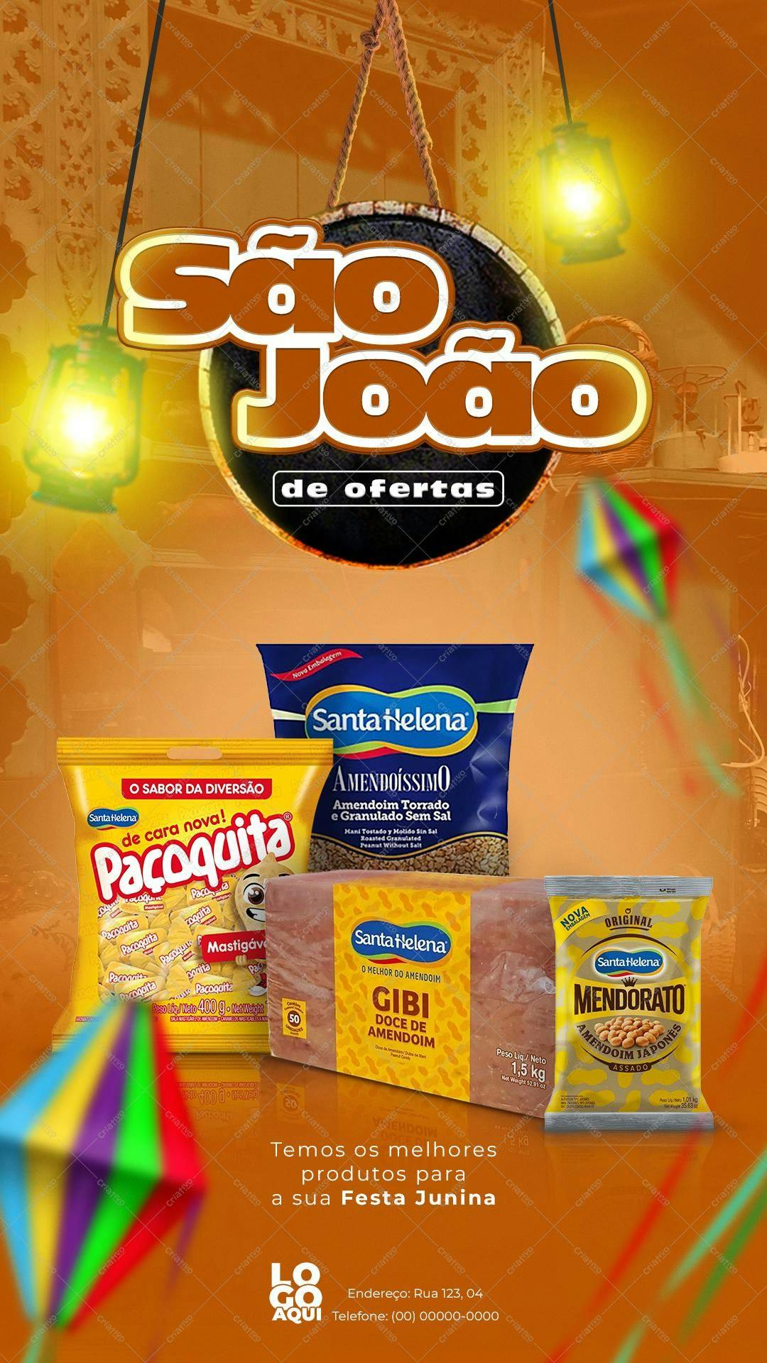 Flyer para Festa Junina com Produtos de Festa PSD Editável
