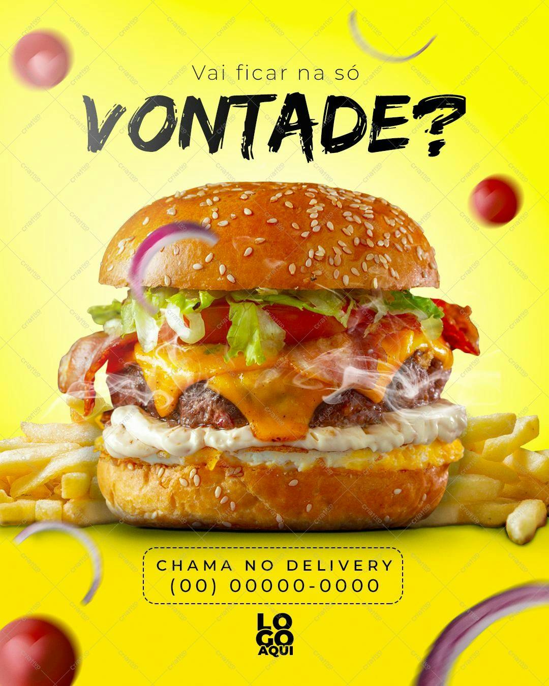 Flyer para Delivery de Hambúrguer PSD Editável