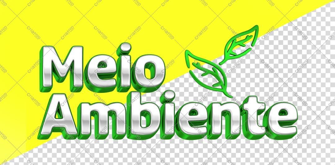 Selo 3D ambiental verde e prata metalizado