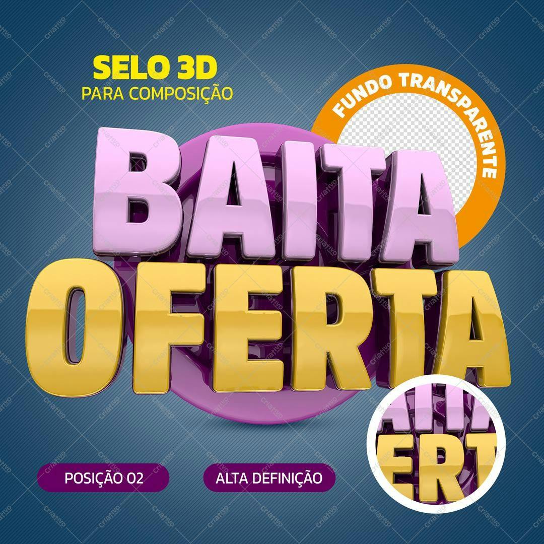 Selo 3D promocional dourado e lilás