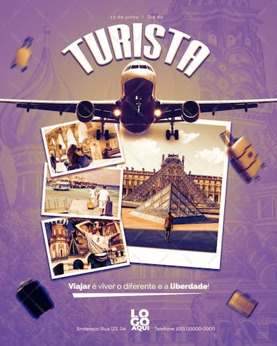 Dia Do Turista , arte editável, imagens inclusas, PSD