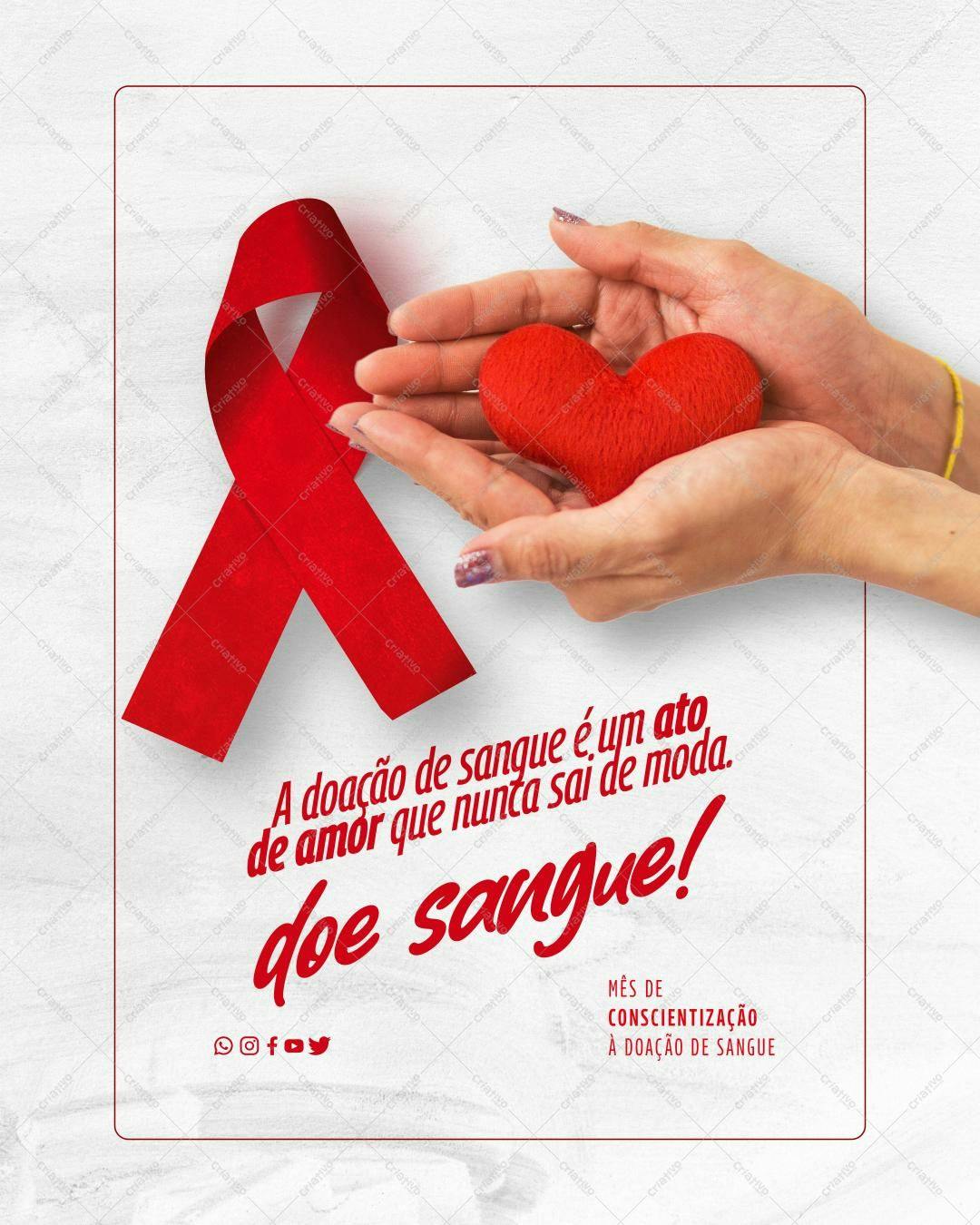 Post para Redes Sociais Doe Sangue PSD Editável