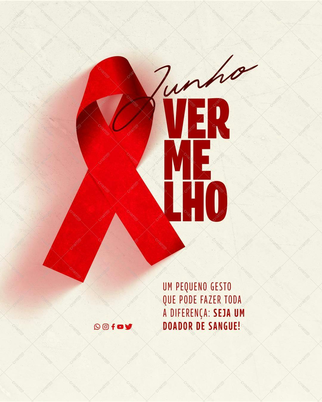 Post para Redes Sociais Junho Vermelho PSD Editável