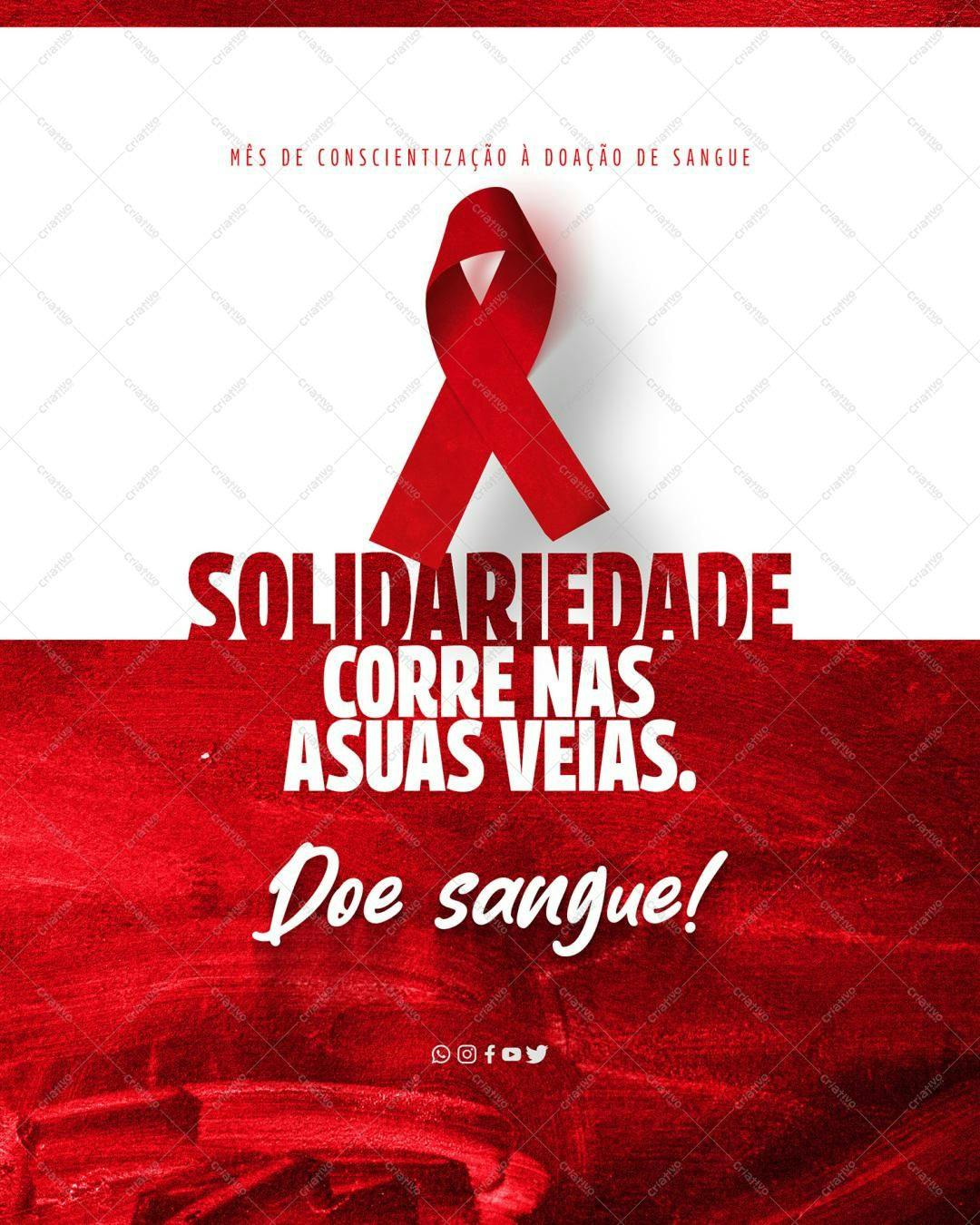 Post para Redes Sociais Mês de Conscientização à Doação de Sangue PSD Editável