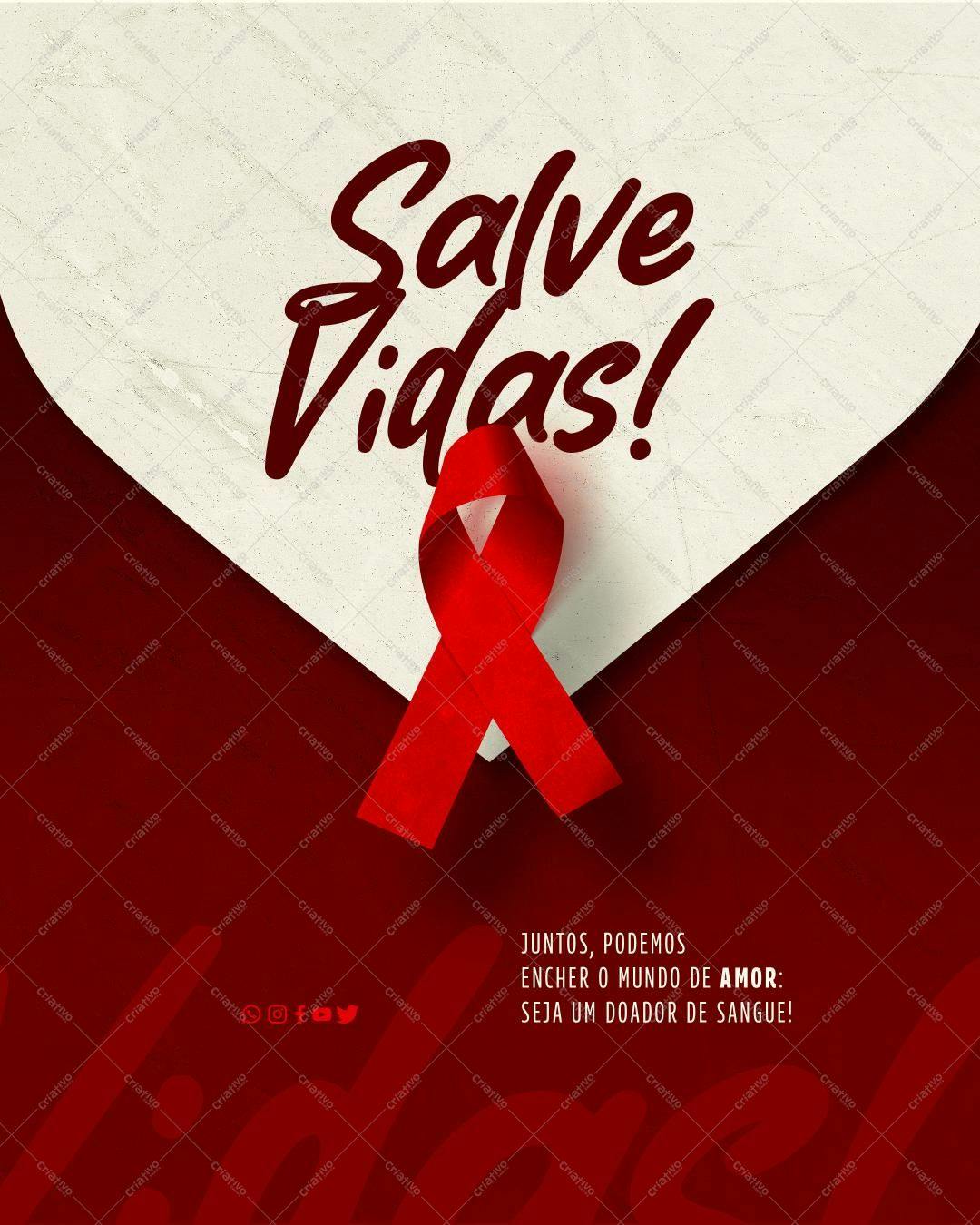 Post para Redes Sociais Dia Mundial do Doador de Sangue PSD Editável