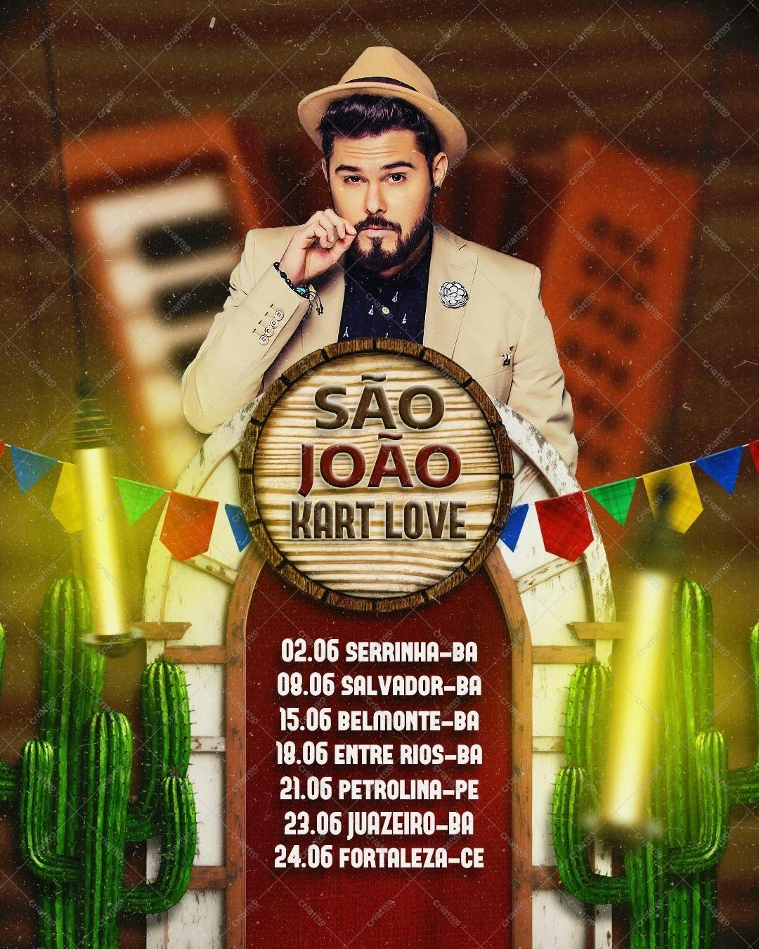 Flyer para Festa Junina com Kart Love PSD Editável