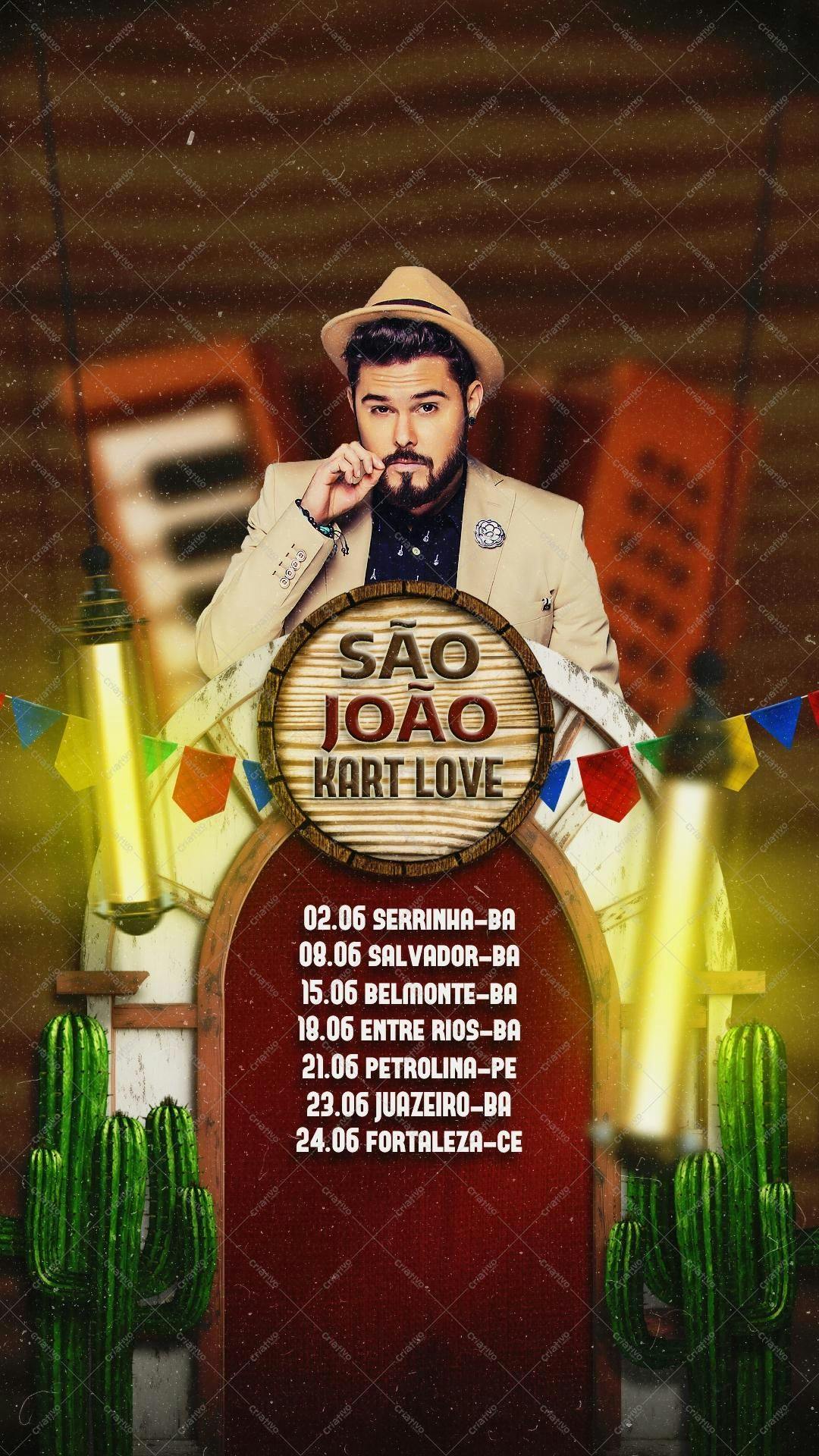 Flyer Festa Junina São João Kart Love PSD Editável