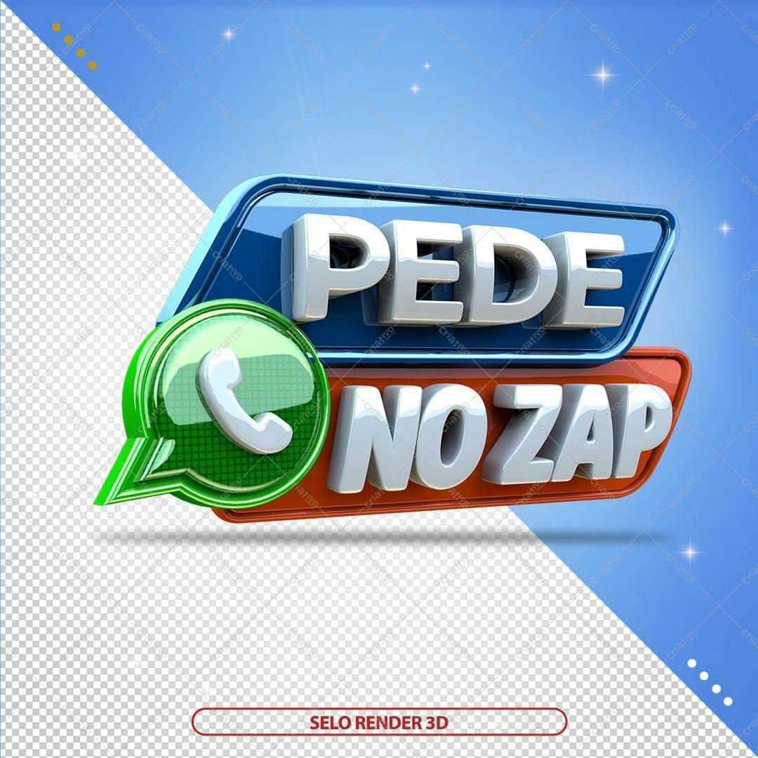 Selo 3D WhatsApp promoção azul verde e vermelho