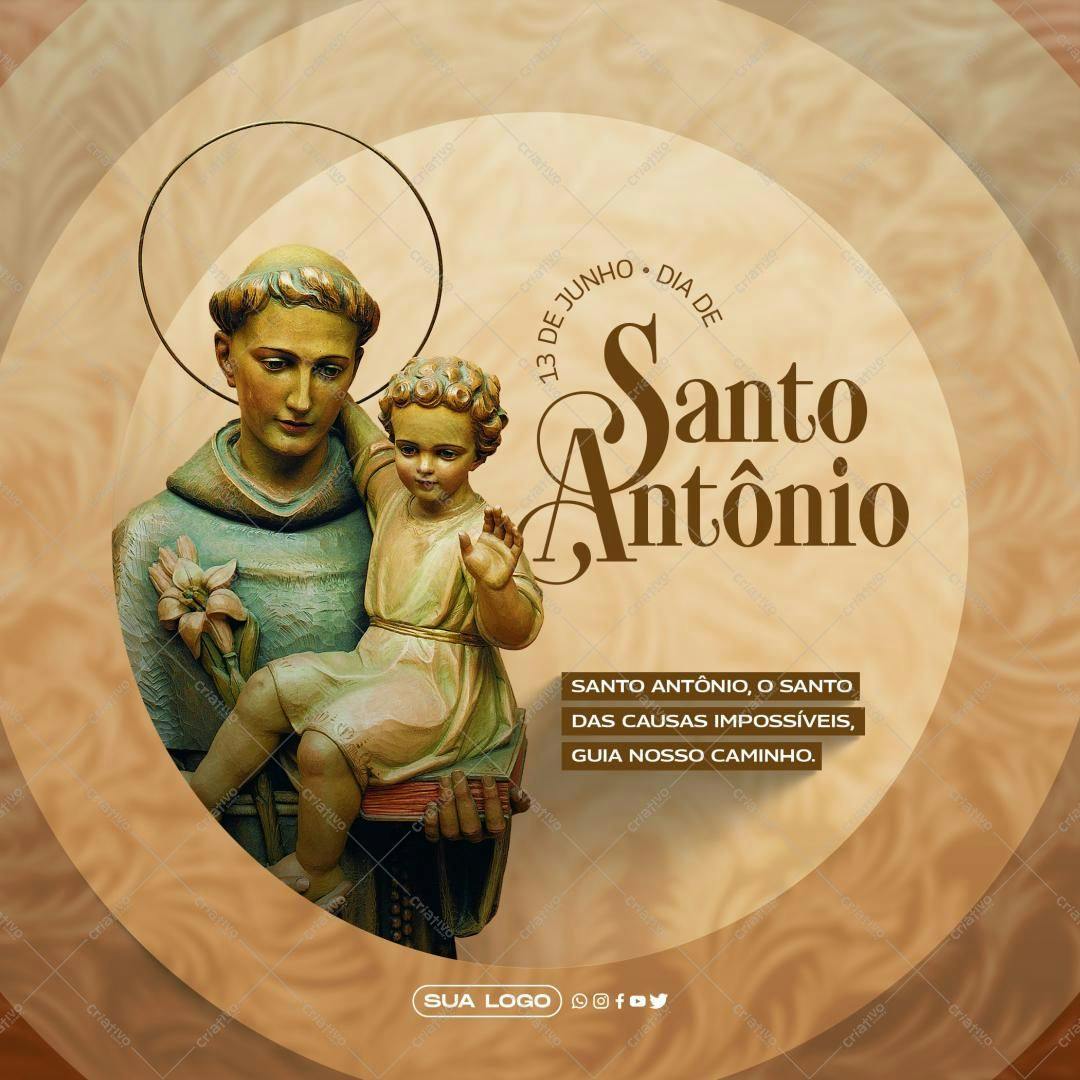Post para Redes Sociais Dia de Santo Antônio PSD Editável