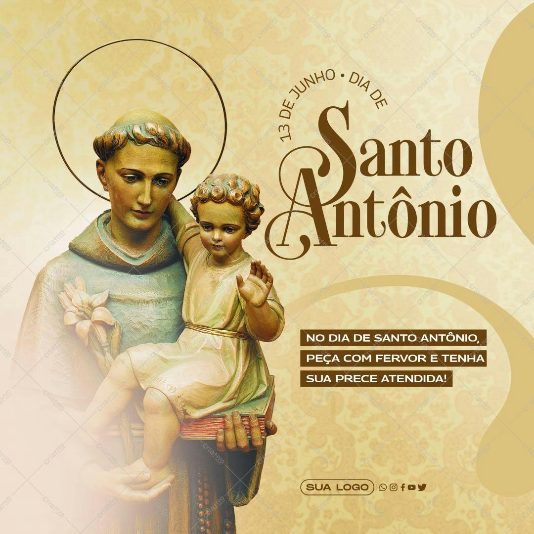 Post para Redes Sociais Dia de Santo Antônio PSD Editável