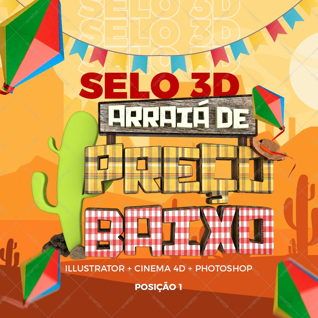 Flyer para Festa Junina Arraial de Preço Baixo PSD Editável