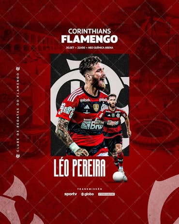 Social Media Flyer Futebol Flamengo X São Paulo PSD Editável