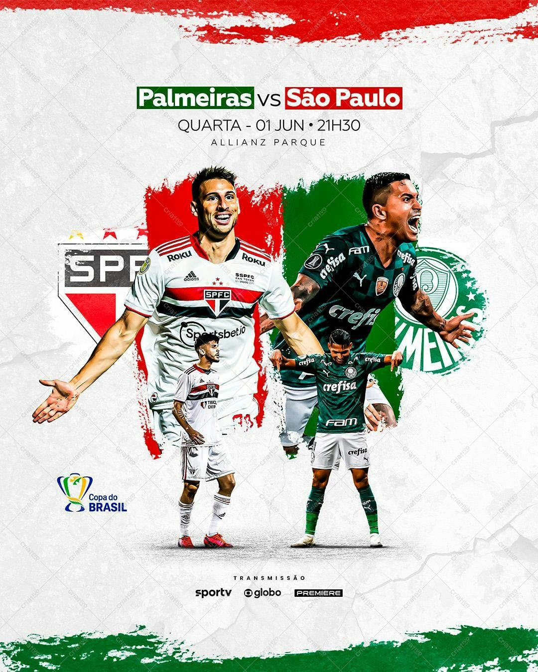 Post para Redes Sociais Palmeiras x São Paulo PSD Editável
