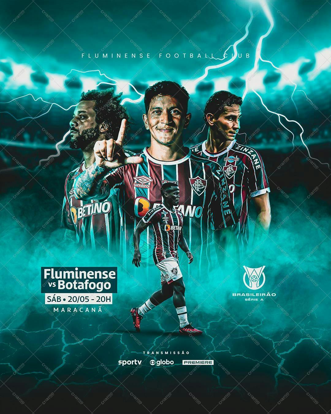 Post para Redes Sociais Futebol Flu x Botafogo PSD Editável