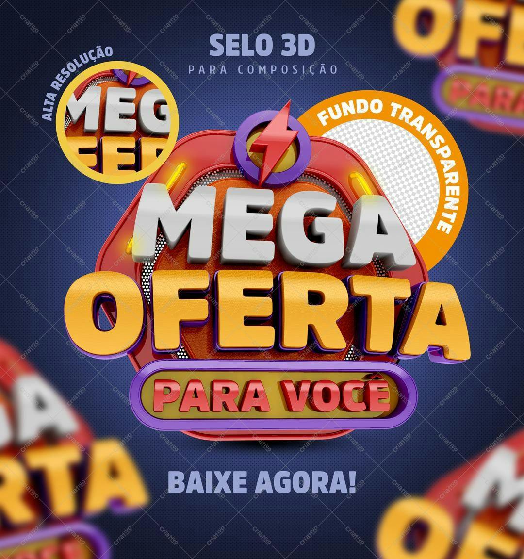 Selo 3D promocional vermelho e amarelo