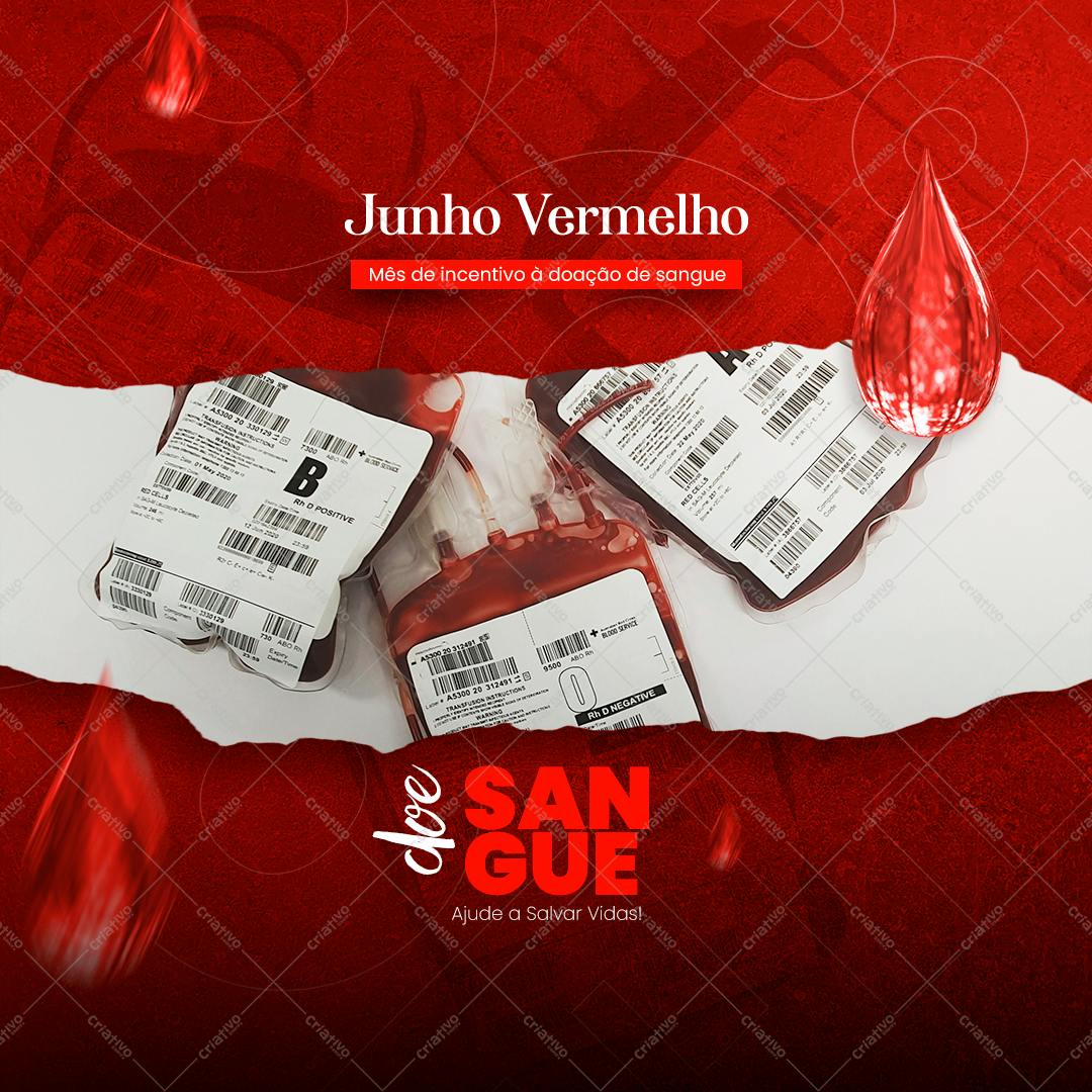Post para Redes Sociais Junho Vermelho PSD Editável