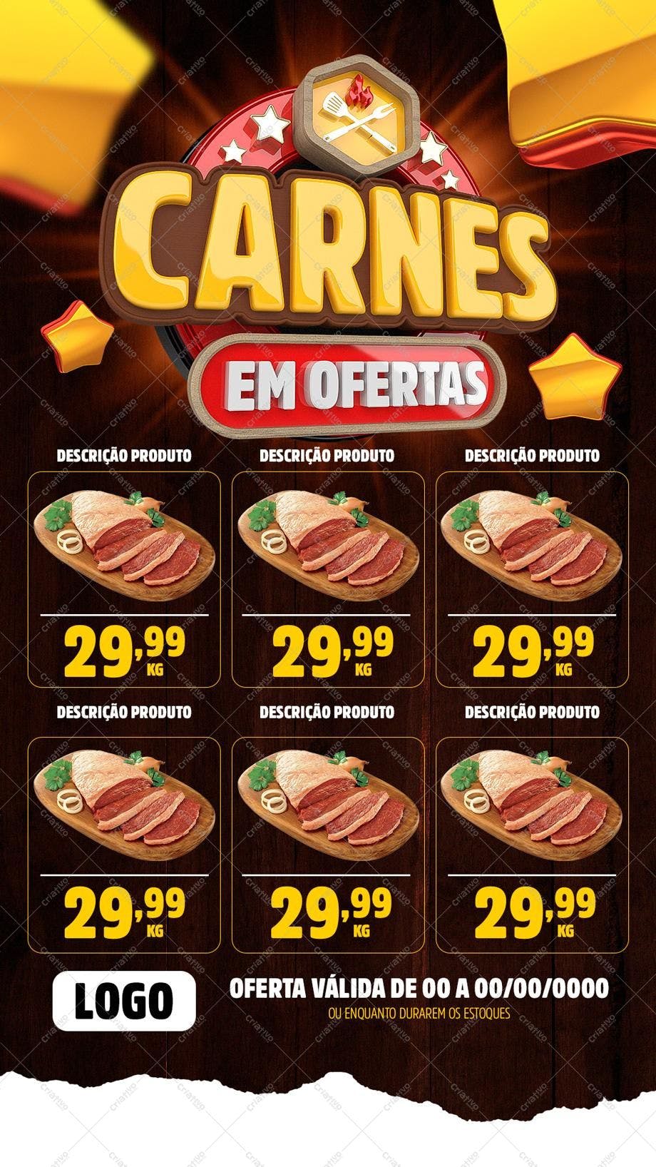 Flyer para Promoção de Carnes PSD Editável