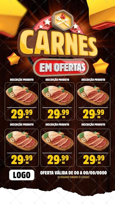 Encarte carnes em ofertas 1080x 1920px