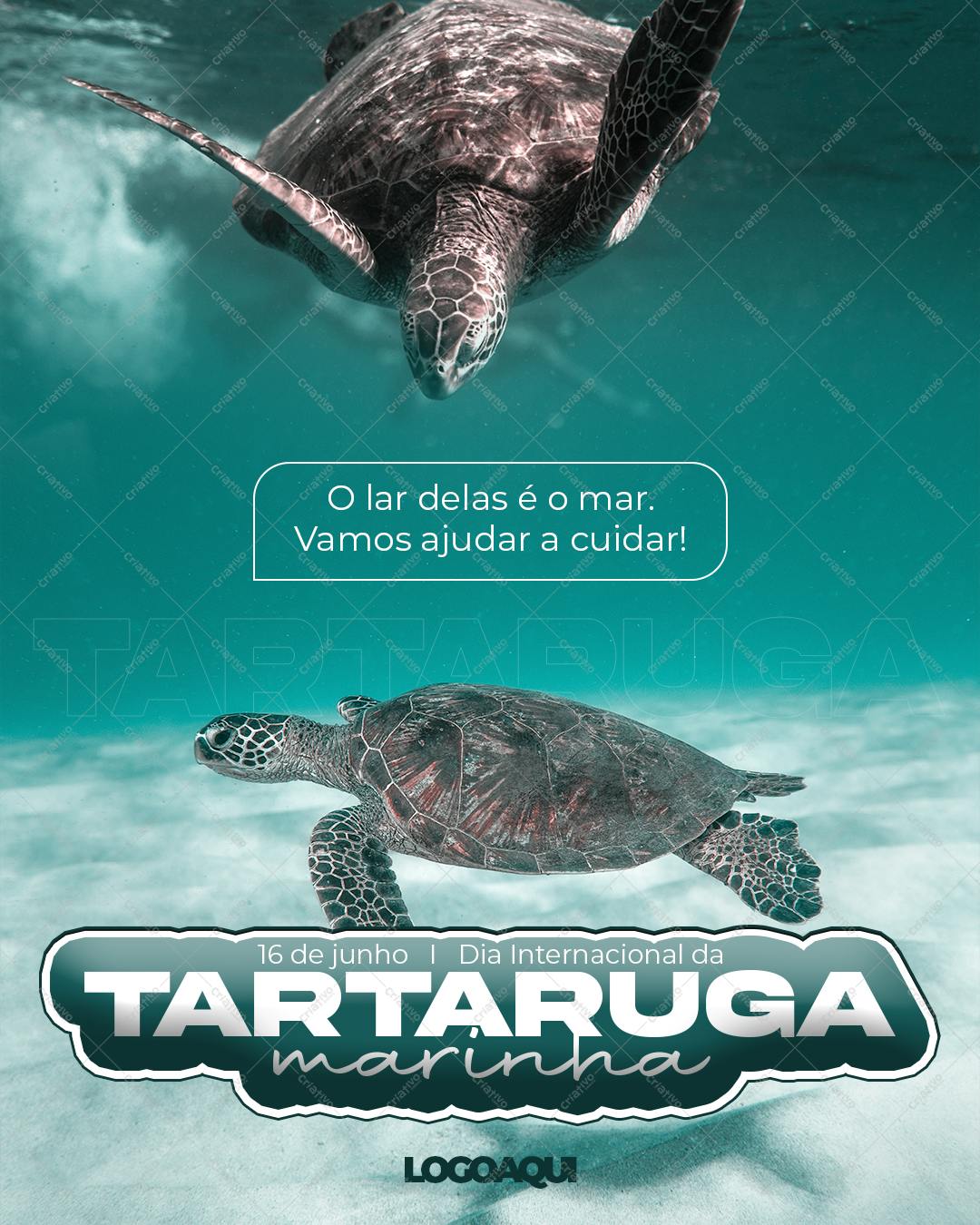 Flyer para o Dia Internacional da Tartaruga Marinha PSD Editável