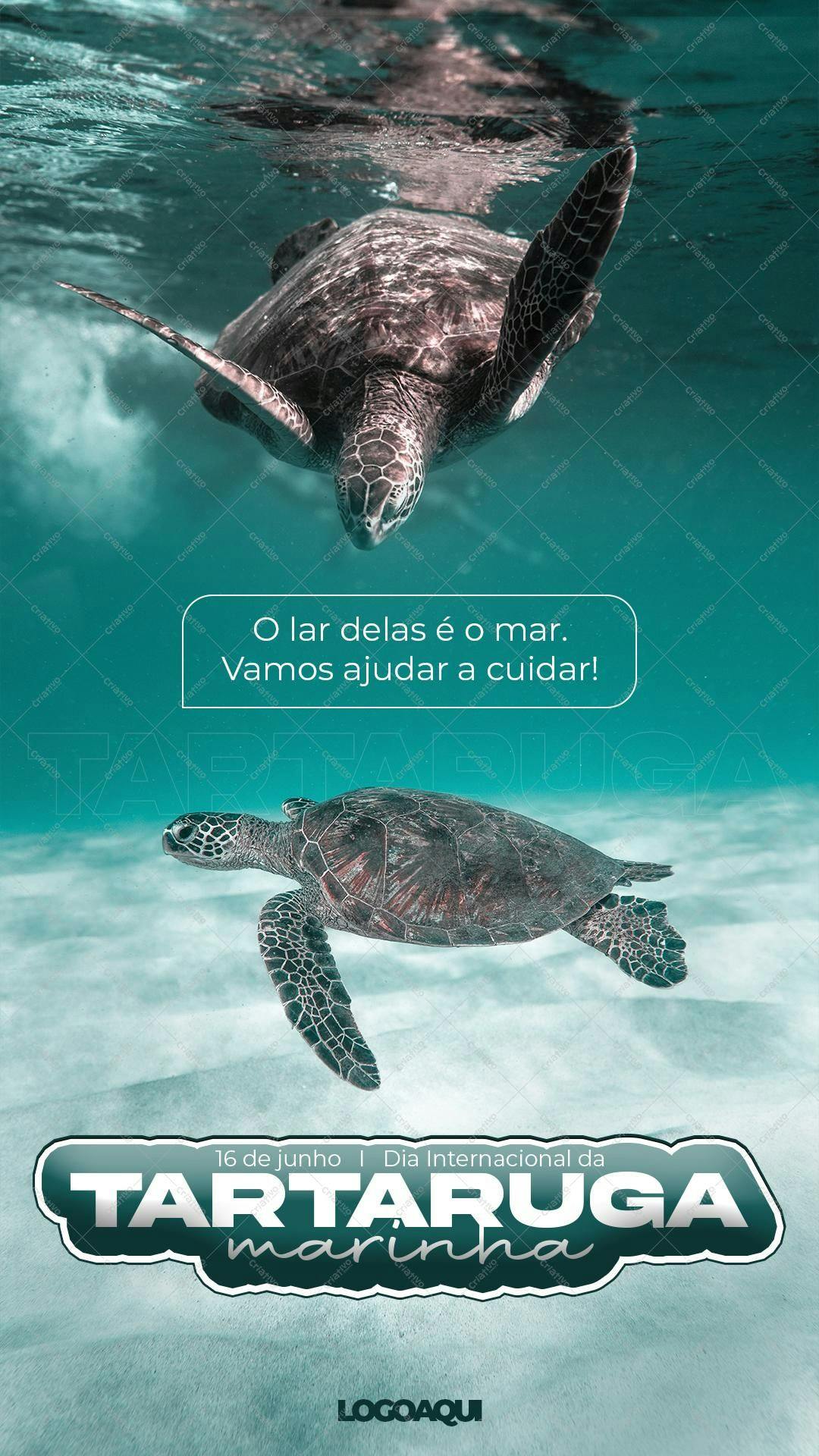 Poster Dia Internacional da Tartaruga Marinha PSD Editável