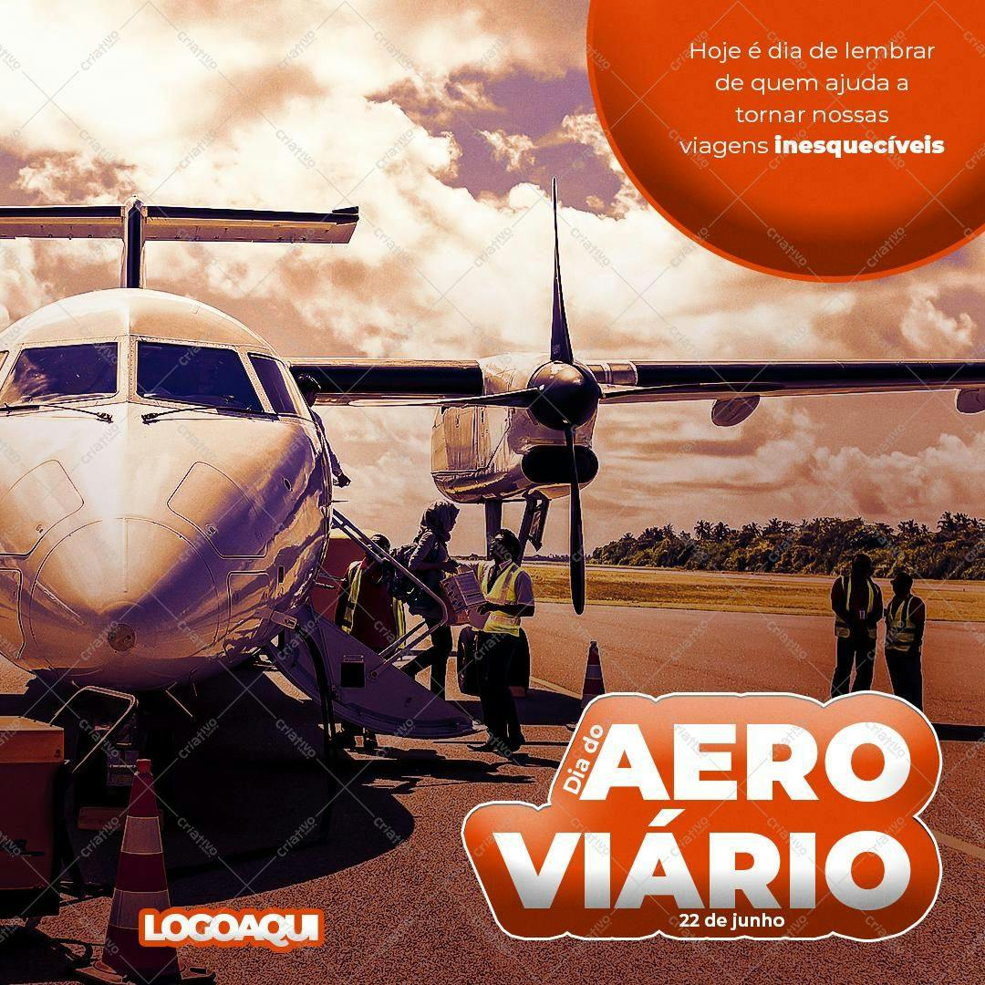 Post para Redes Sociais Dia do Aeroviário PSD Editável
