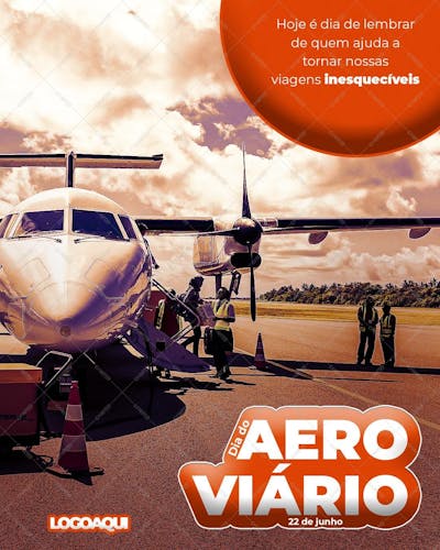 Dia Do Aeroviário , arte editável, imagens inclusas, PSD