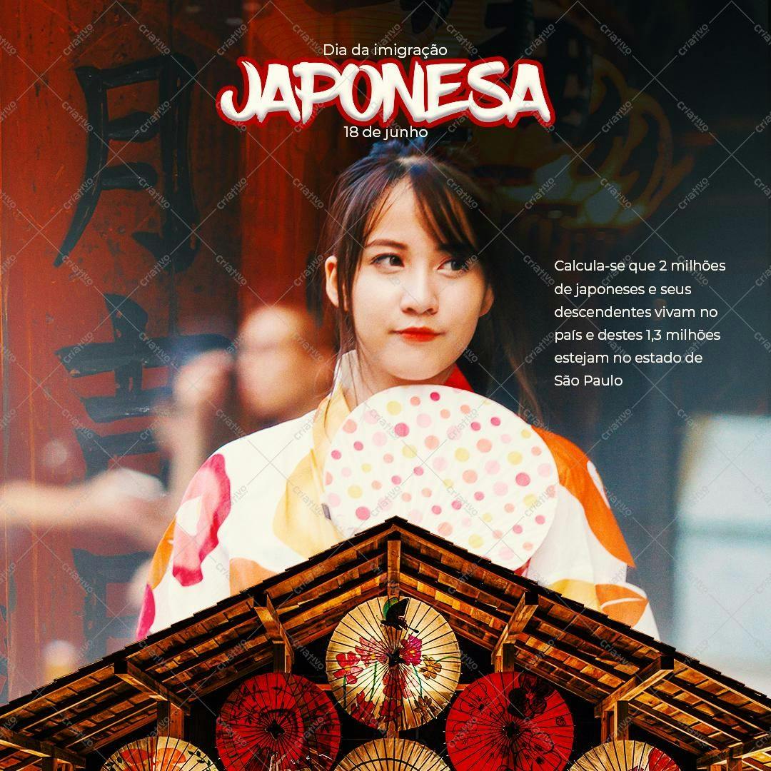 Post para Redes Sociais Dia da Imigração Japonesa PSD Editável