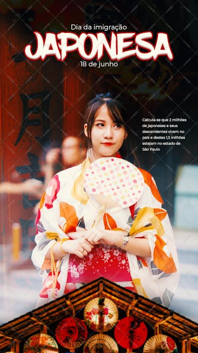 Dia Da Imigração Japonesa , arte editável, imagens inclusas, PSD