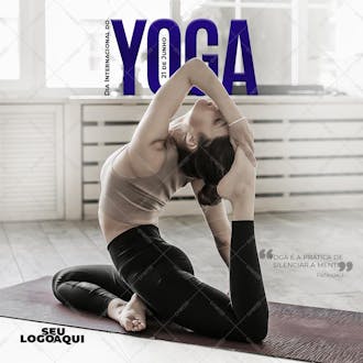 Dia internacional do yoga , arte editável, imagens inclusas, exercícios, psd