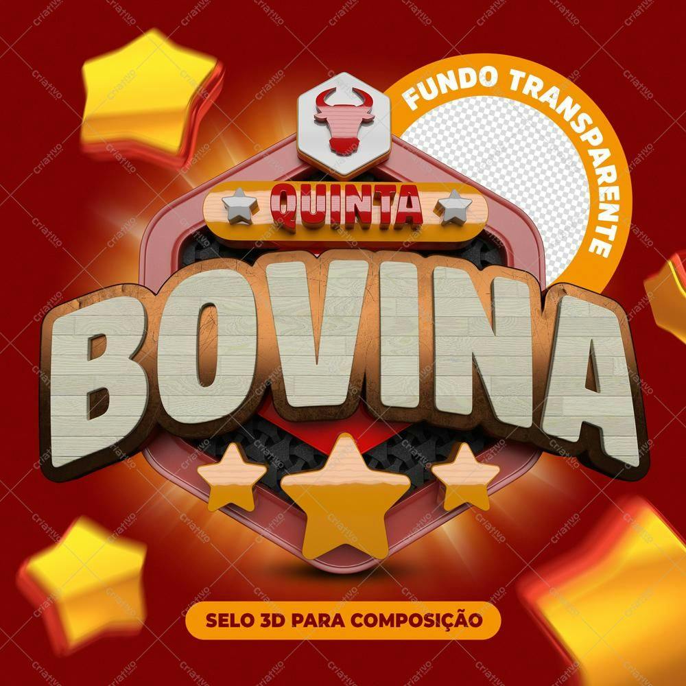 Selo 3D de composição madeira e vermelho