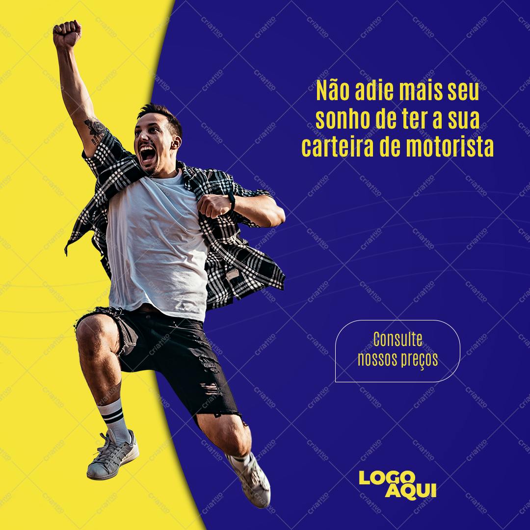Post para Redes Sociais Carteira de Motorista PSD Editável