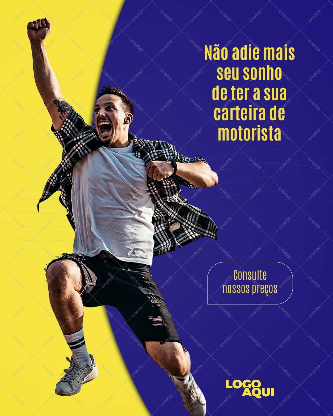 Post para Redes Sociais Carteira de Motorista PSD Editável