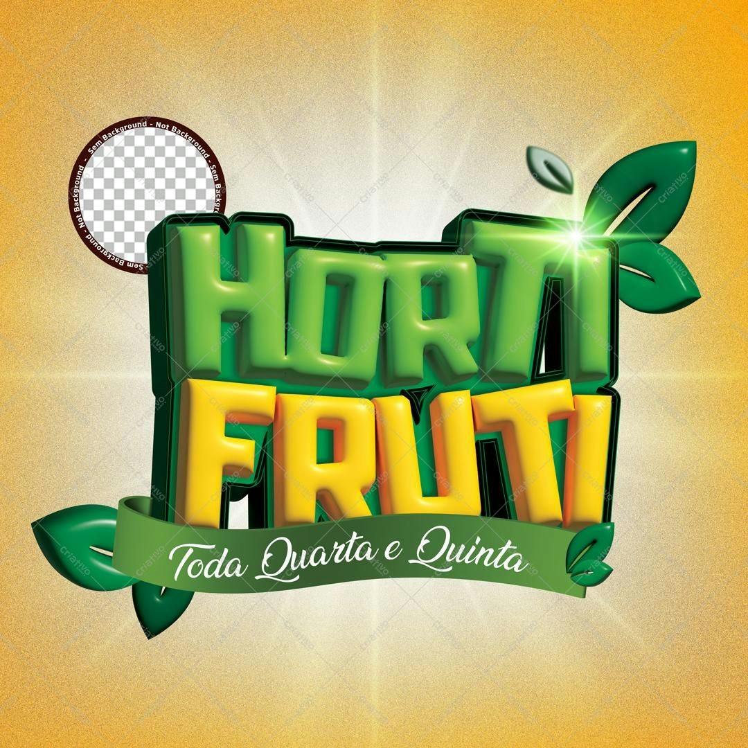 Selo 3D promocional frutas verde e amarelo