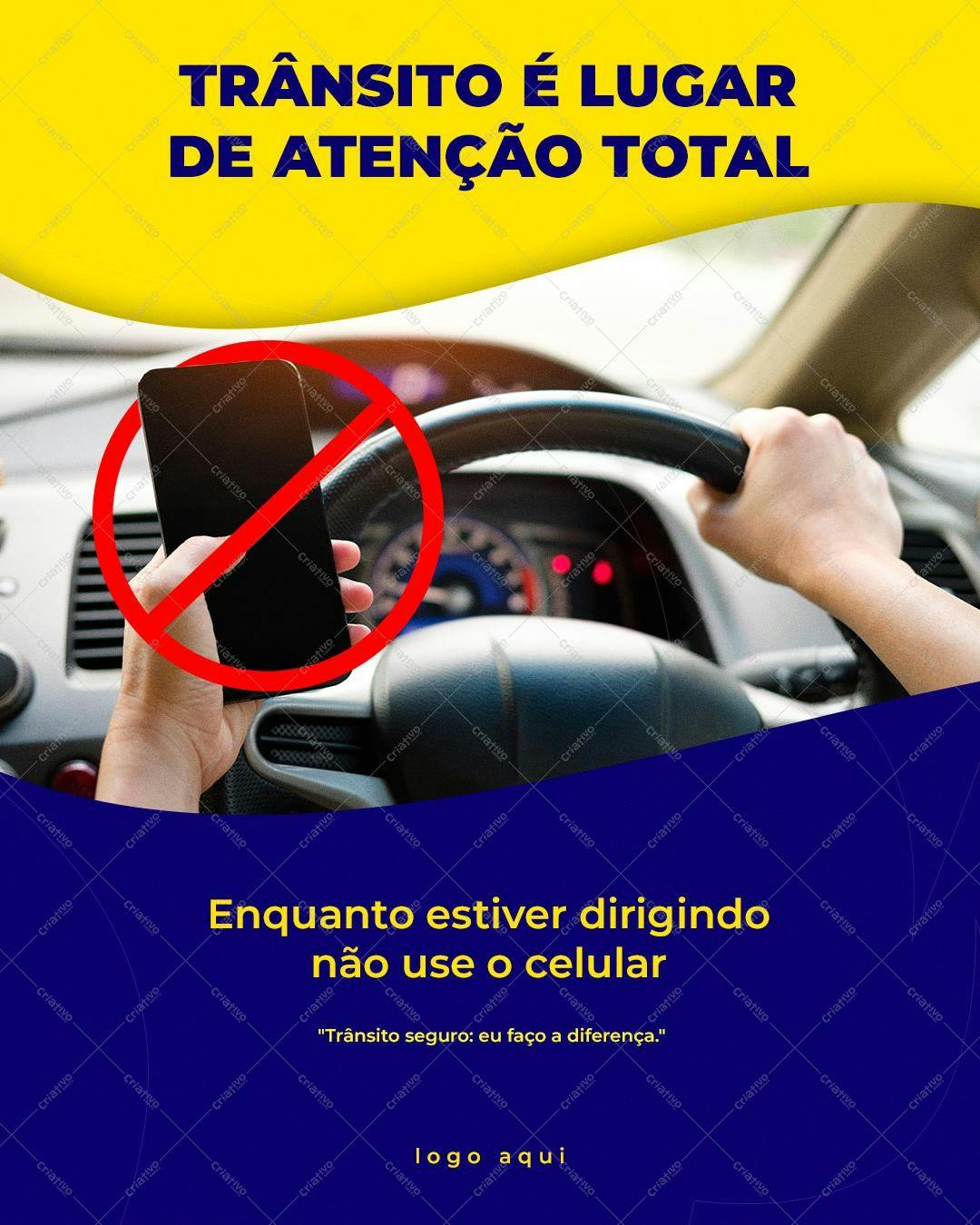 Post para Redes Sociais: Segurança no Trânsito PSD Editável
