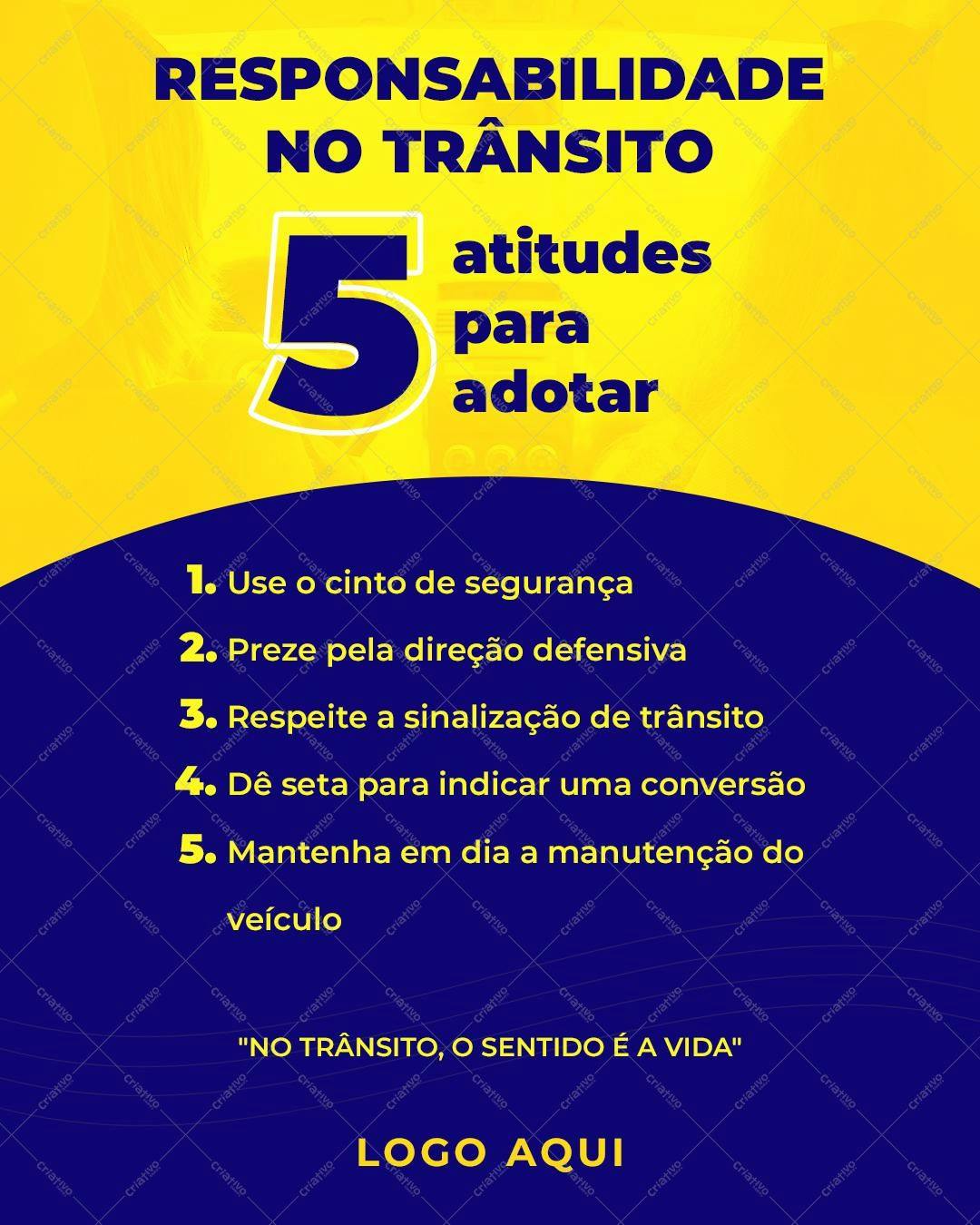 Infográfico 5 Atitudes para Segurança no Trânsito PSD Editável