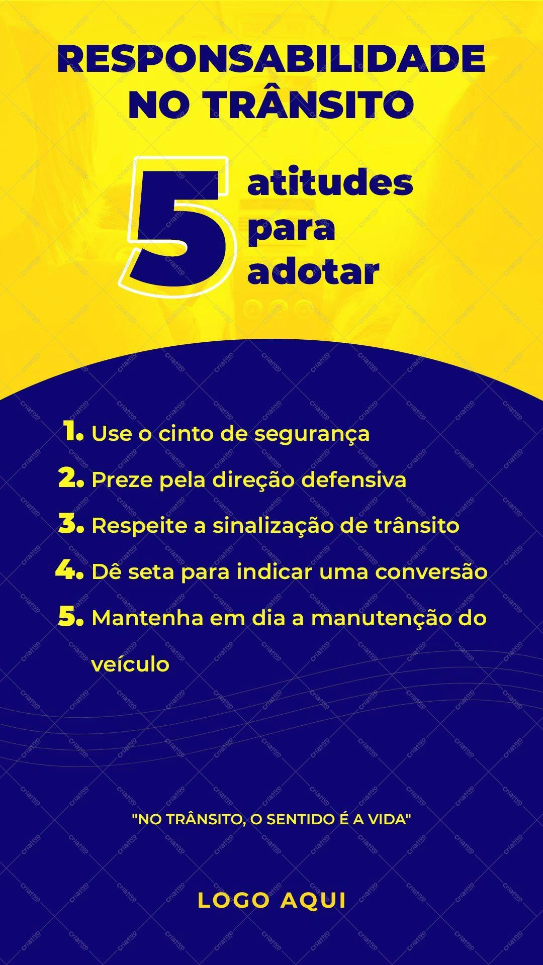 Infográfico 5 Atitudes para Segurança no Trânsito PSD Editável