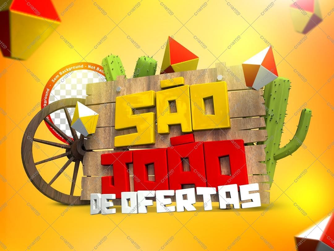 Selo 3D promocional São João vermelho e amarelo