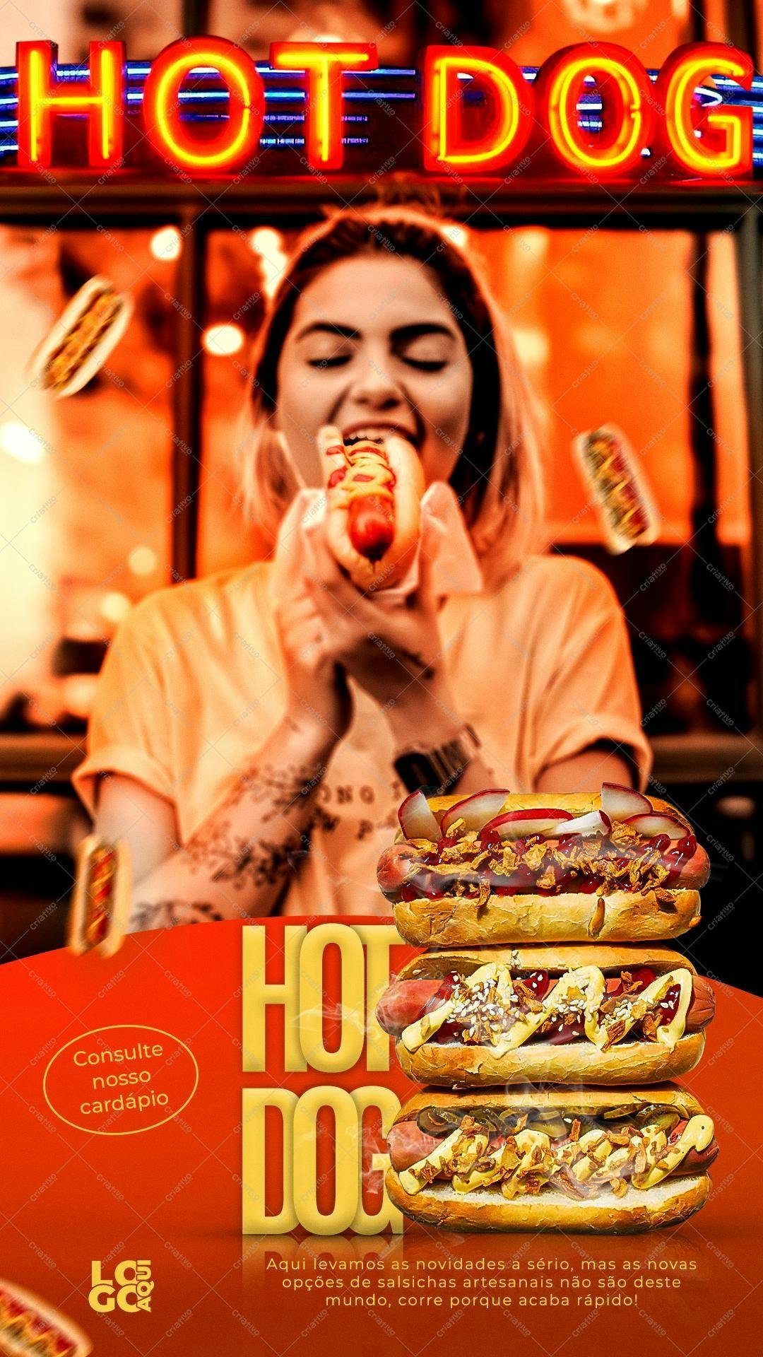 Poster para Lançamento de Hot Dog Artesanal PSD Editável