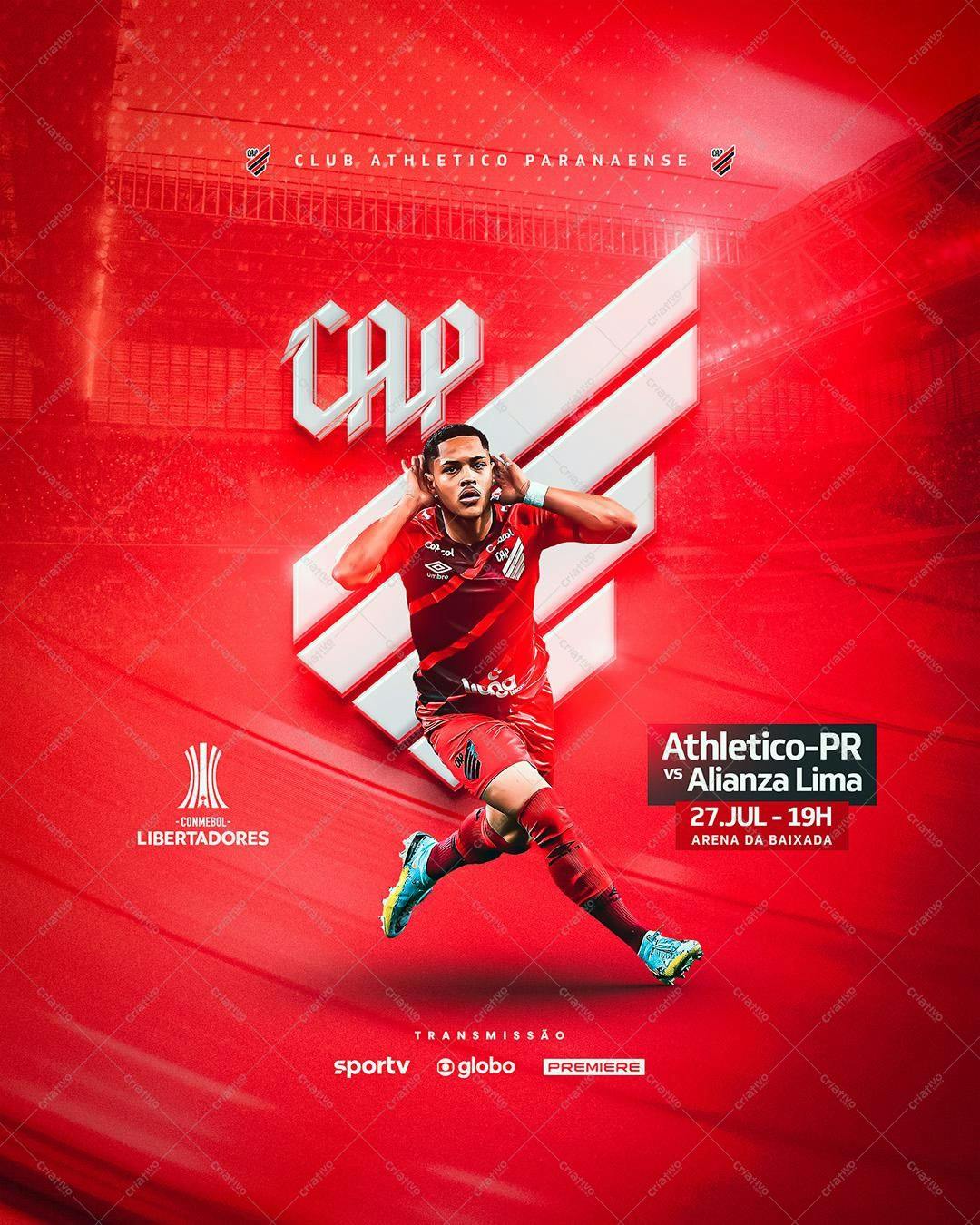 Poster de Futebol Athletico-PR x Alianza Lima PSD Editável